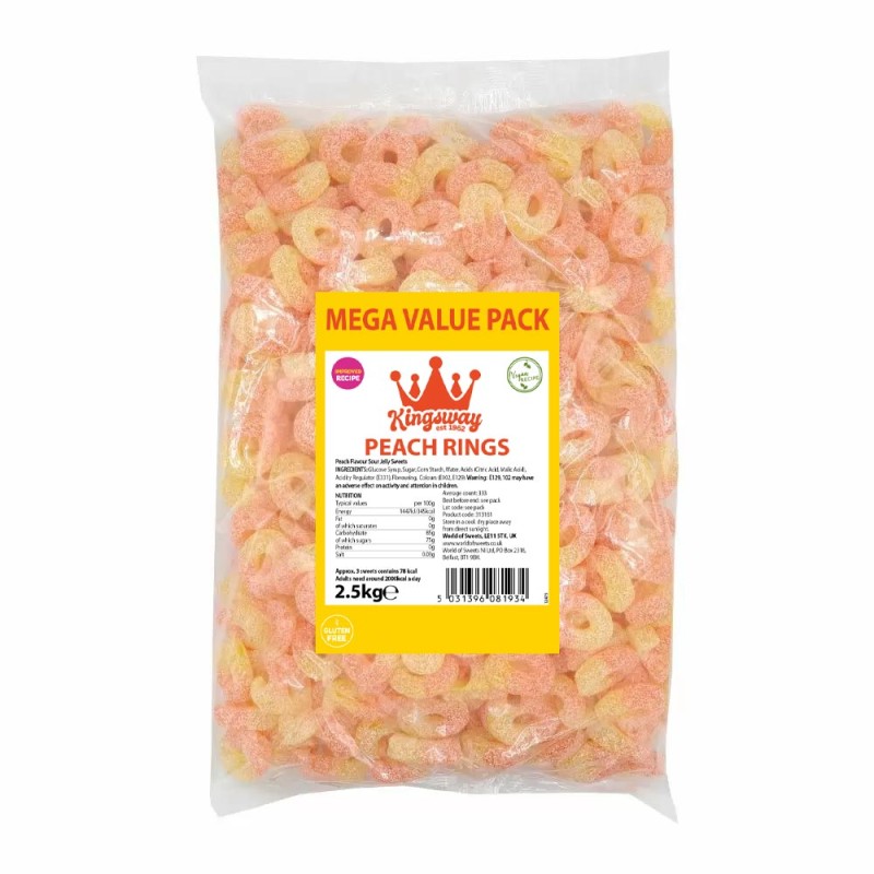 Sour Vegan Peach Rings 2.5kg