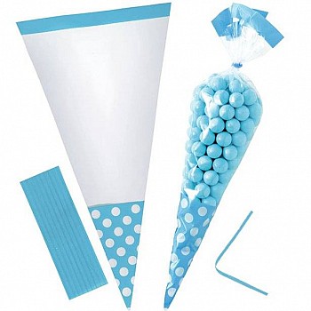 Caribbean Blue Dot Cello Sweet Cones - 24cm