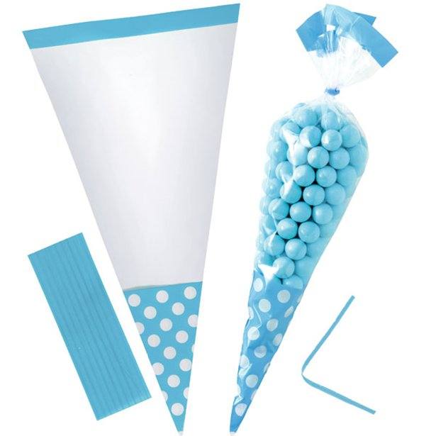 Caribbean Blue Dot Cello Sweet Cones - 24cm Caribbean Blue Dot Cello Sweet Cones - 24cm