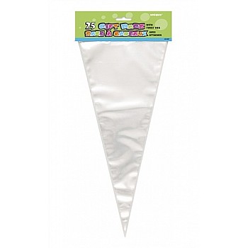 Large Clear Cone Cello Bags with Twist Ties 25CT