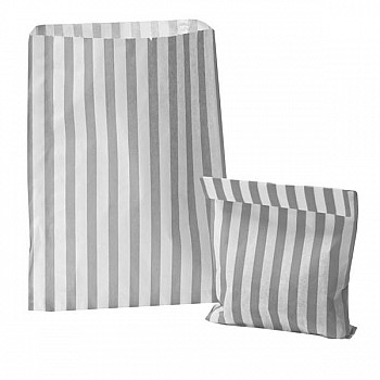 Grey Candy Stripe Paper Bags