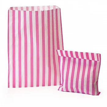 Bright Pink Candy Stripe Paper Bags