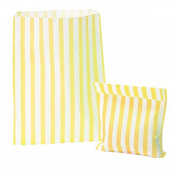 Yellow Candy Stripe Paper Bags