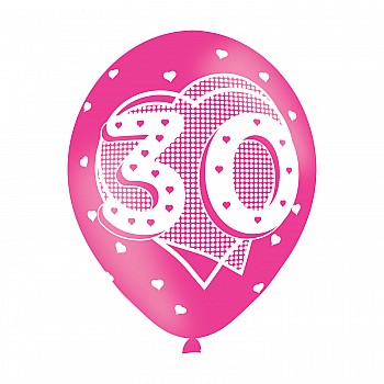 Age 30 Pink Latex Balloons (6pk)