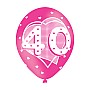 Age 40 Pink Latex Balloons (6pk)