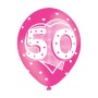 Age 50 Pink Latex Balloons (6pk)