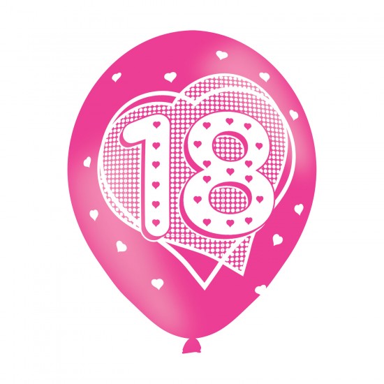 Age 18 Pink Latex Balloons (6pk)