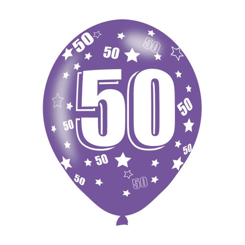 Age 50 Assorted Colours Latex Balloons (6pk) Age 50 Assorted Colours Latex Balloons (6pk)
