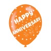 Happy Anniversary Assorted Colours Latex Balloons (6pk)