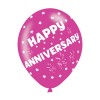 Happy Anniversary Assorted Colours Latex Balloons (6pk)