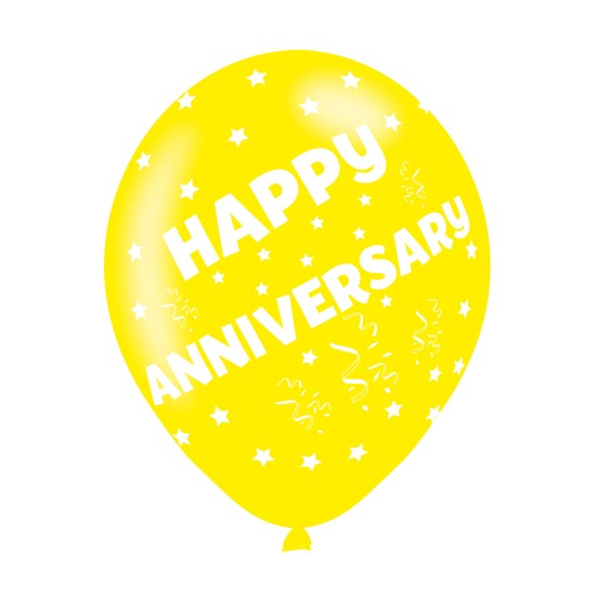 Happy Anniversary Assorted Colours Latex Balloons (6pk)