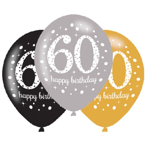Age 60 Gold Sparkling Celebration Balloons (6pk) Age 60 Gold Sparkling Celebration Balloons (6pk)
