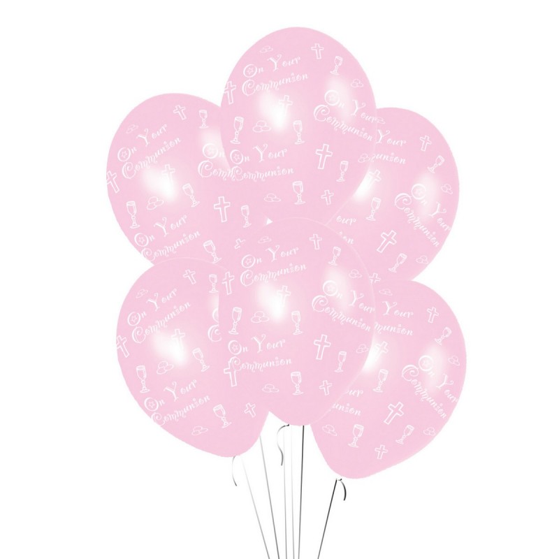 Pink First Holy Communion Balloons - 11 Latex (6pk)