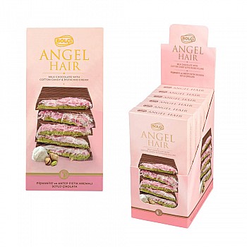 Bolci Angel Hair Milk Chocolate with Cotton Candy and Pistachio Bar 170g Bolci Angel Hair Milk Chocolate with Cotton Candy and Pistachio Bar 170g