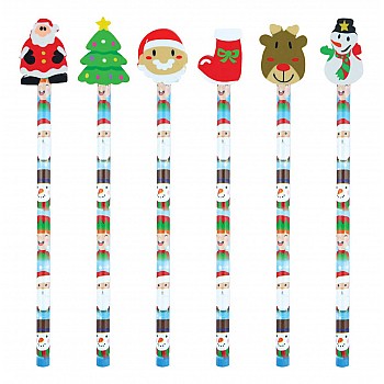 Novelty Christmas Pencil With Eraser Top