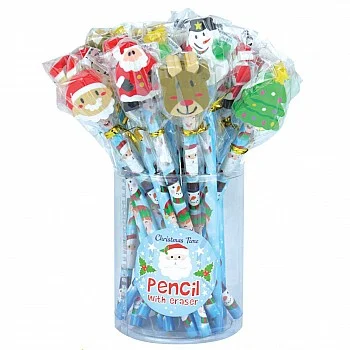 Novelty Christmas Pencil With Eraser Top