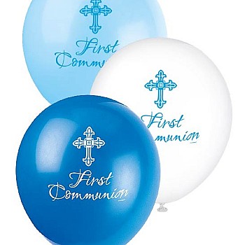 Blue First Holy Communion Balloons - (6pk)