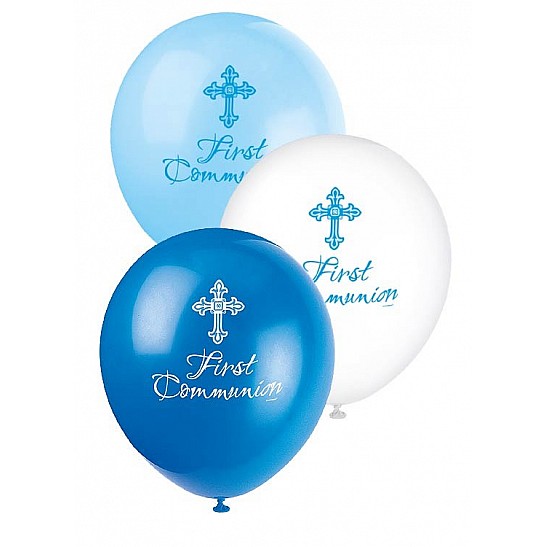Blue First Holy Communion Balloons - (6pk) Blue First Holy Communion Balloons - (6pk)