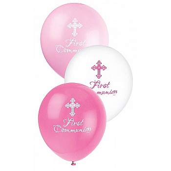 Pink First Holy Communion Balloons - (6pk)