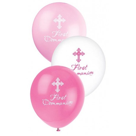 Pink First Holy Communion Balloons - (6pk) Pink First Holy Communion Balloons - (6pk)