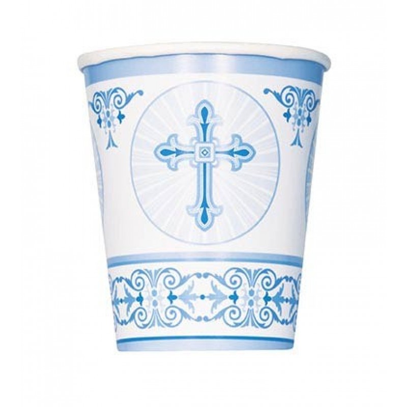 Blue Radiant Cross - 266ml Paper Party Cups