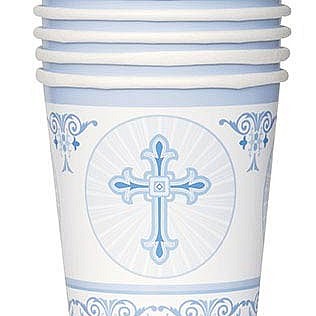 Blue Radiant Cross - 266ml Paper Party Cups