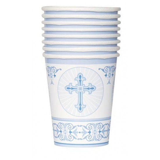 Blue Radiant Cross - 266ml Paper Party Cups