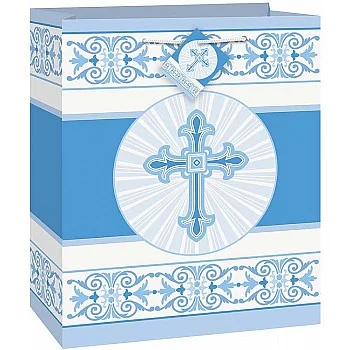 Blue Radiant Cross Medium Gift Bag