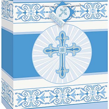 Blue Radiant Cross Medium Gift Bag