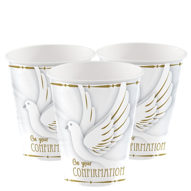 Confirmation Dove Paper Cups - 266ml (8pk) Confirmation Dove Paper Cups - 266ml (8pk)