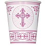 Pink Radiant Cross - 266ml Paper Party Cups