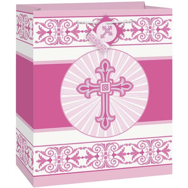 Pink Radiant Cross Medium Gift Bag