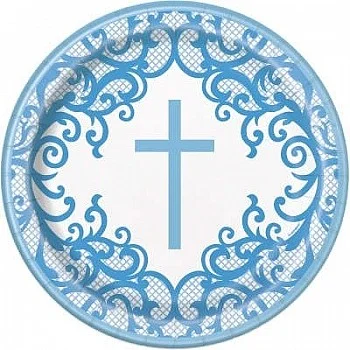 Blue Cross Paper Plates - 23cm (8pk)
