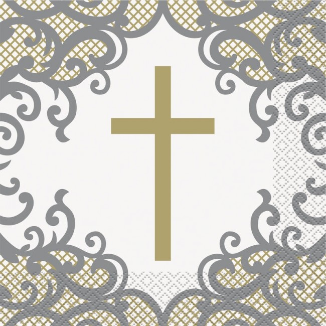 Gold Cross Luncheon Napkins 16ct Gold Cross Luncheon Napkins 16ct