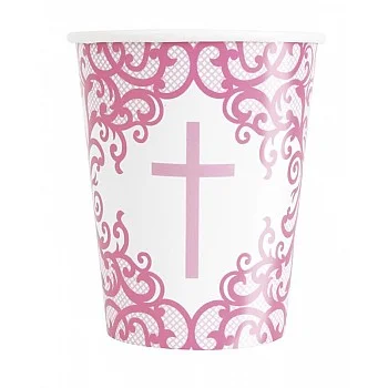 Pink Cross Paper Party Cups