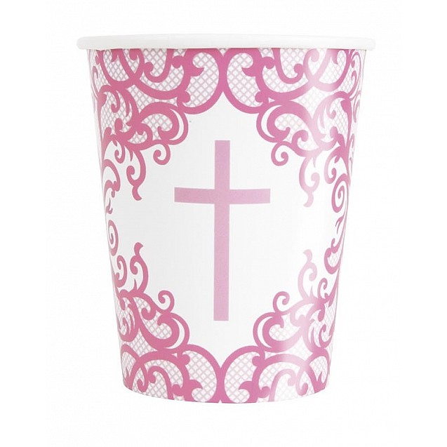 Pink Cross Paper Party Cups Pink Cross Paper Party Cups