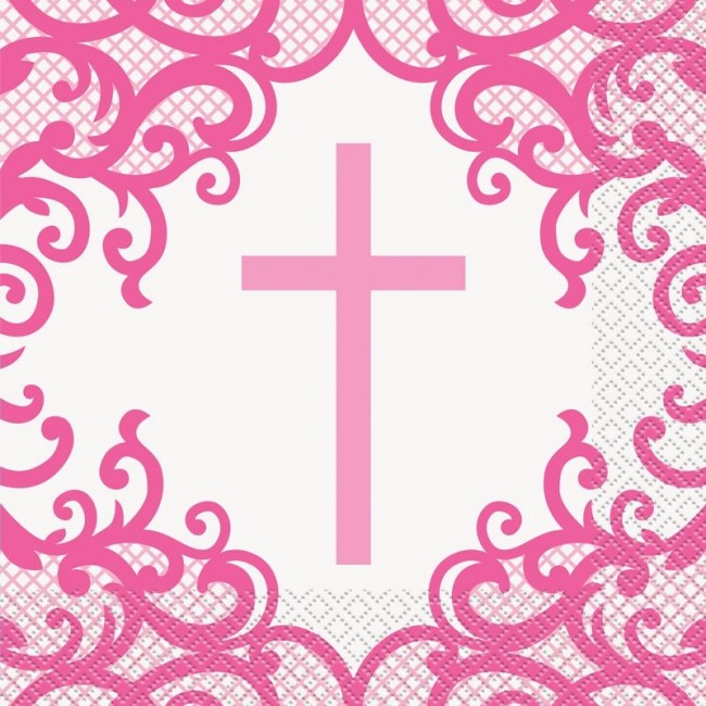 Pink Cross Luncheon Napkins 16ct Pink Cross Luncheon Napkins 16ct