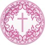 Pink Cross Paper Plates - 23cm (8pk)