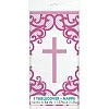 Pink Cross Plastic Tablecover 1.37m X 2.13m