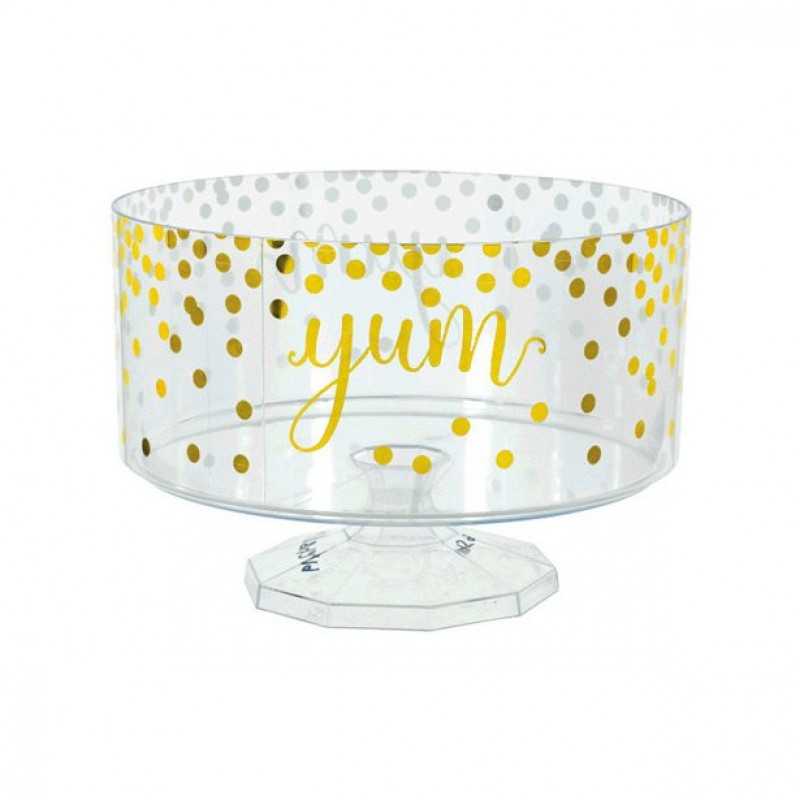 Large Metallic Gold Polka Dots Plastic Trifle Container - 18cm