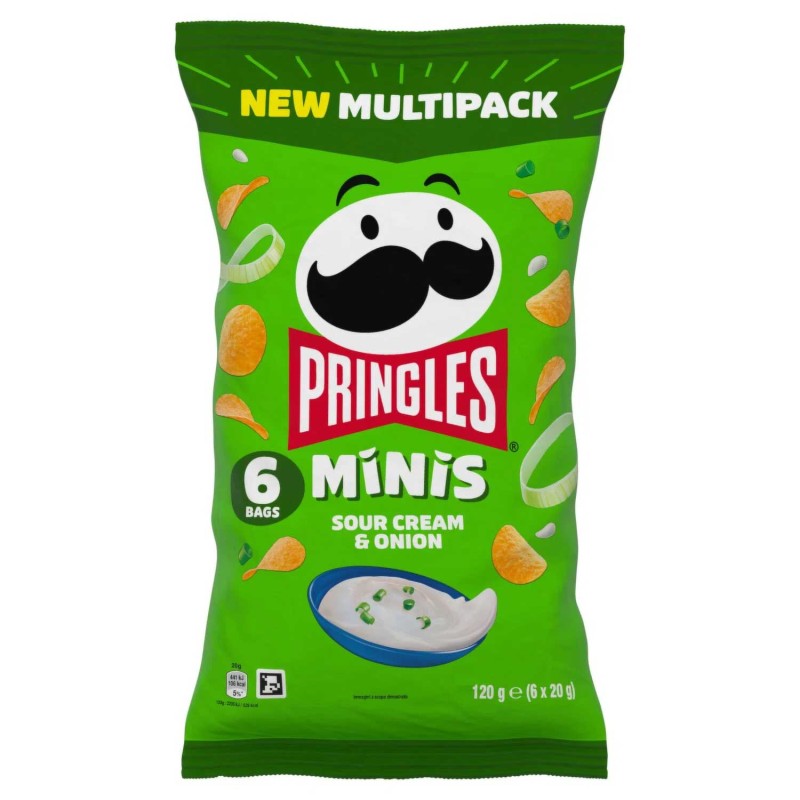 Pringles Minis Sour Cream & Onion – 9 x (6 x 20g) Multipack