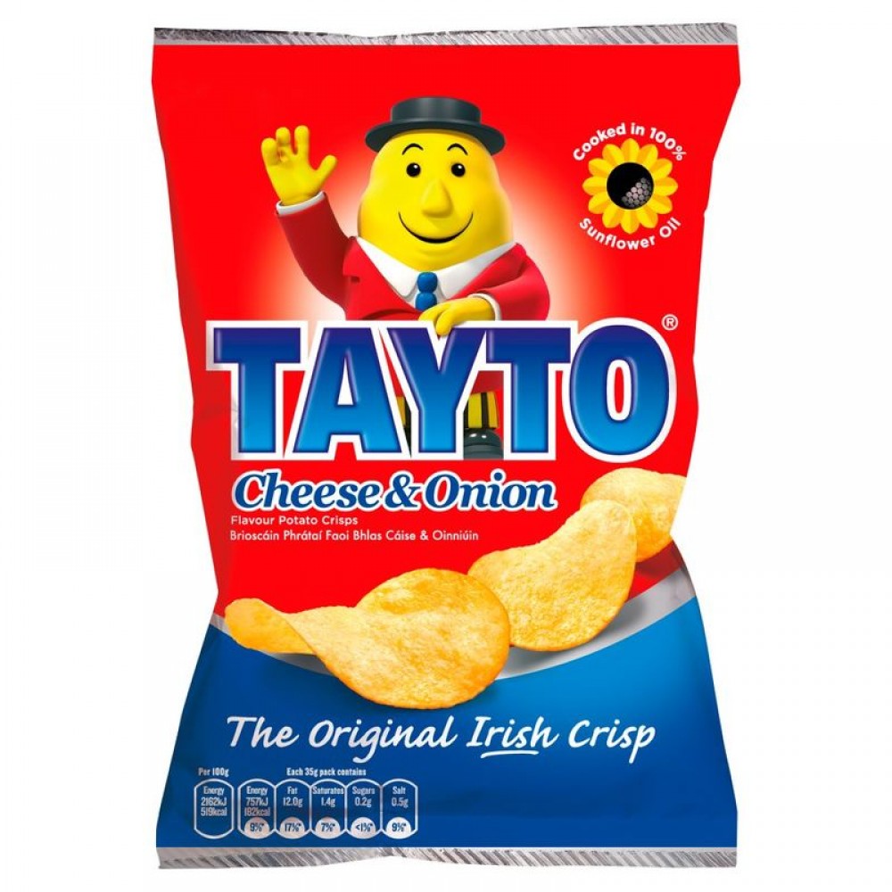 Tayto Cheese & Onion Crisps (50 x 37g) - Crisps, SweetCo Wholesale