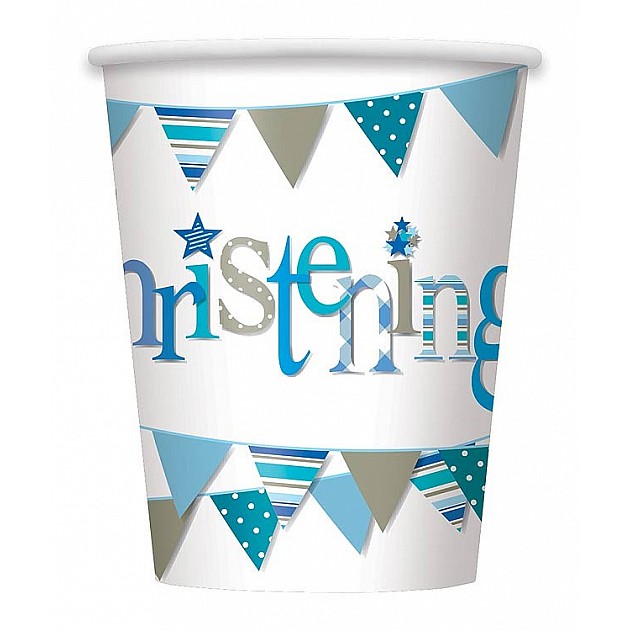 Christening Blue Bunting 9oz Cups (8pk) Christening Blue Bunting 9oz Cups (8pk)