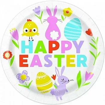 Colourful Easter Gingham Plates 22cm (8pk)
