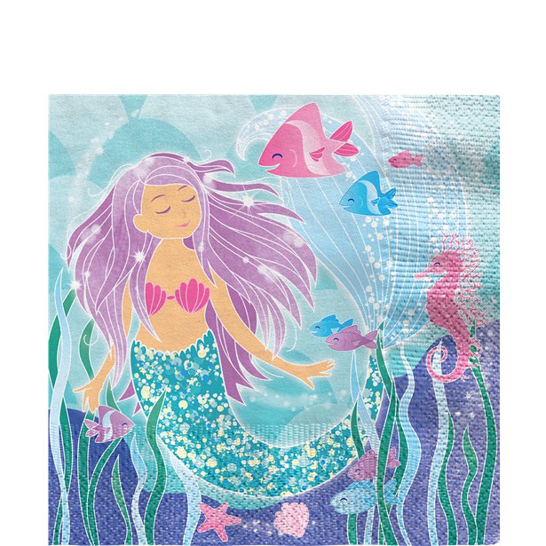 Magical Mermaid Paper Napkins - 33cm (16pk) Magical Mermaid Paper Napkins - 33cm (16pk)