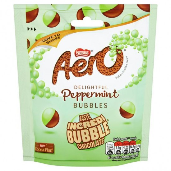 Aero Bubbles Peppermint Mint Chocolate Pouch Sharing Bag (102g)