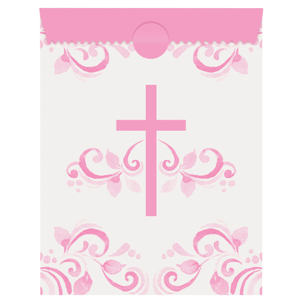 Holy Pink Cross Paper Treat Bags