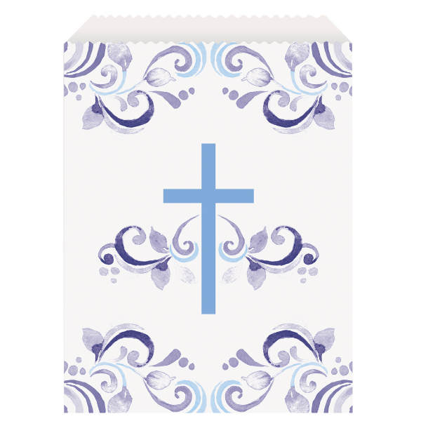 Holy Blue Cross Paper Treat Bags