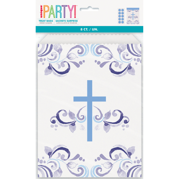 Holy Blue Cross Paper Treat Bags