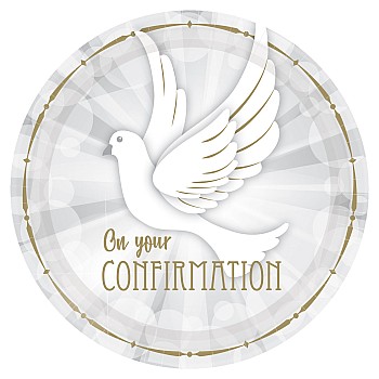 Confirmation Dove Paper Plates - 23cm (8pk)